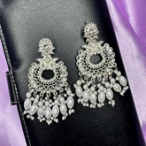 Silver Kundan Big Pearl Earrings